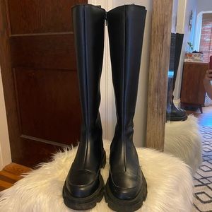 Knee-High Black Leather Boots